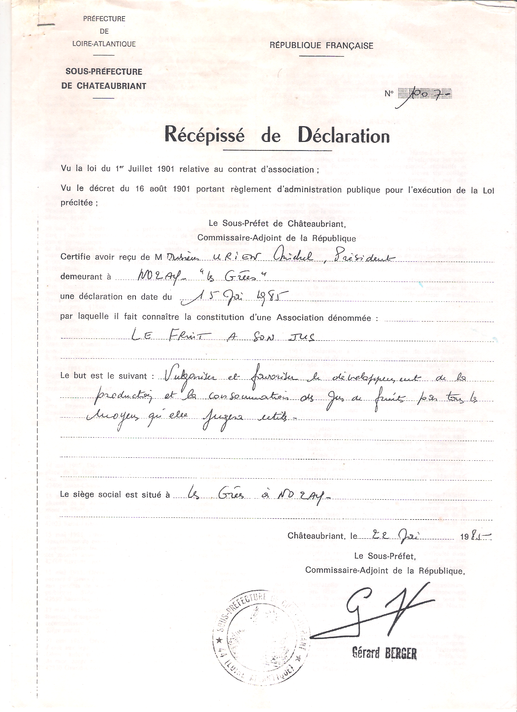 declaration préfecture